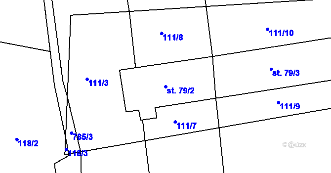 Parcela st. 79/2 v KÚ Srlín, Katastrální mapa