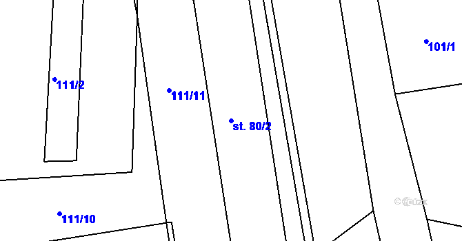 Parcela st. 80/2 v KÚ Srlín, Katastrální mapa