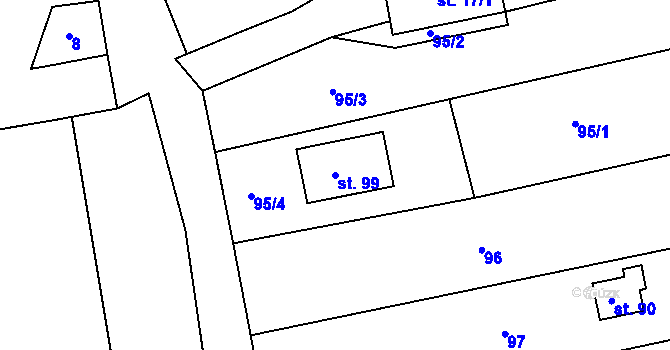 Parcela st. 99 v KÚ Srlín, Katastrální mapa