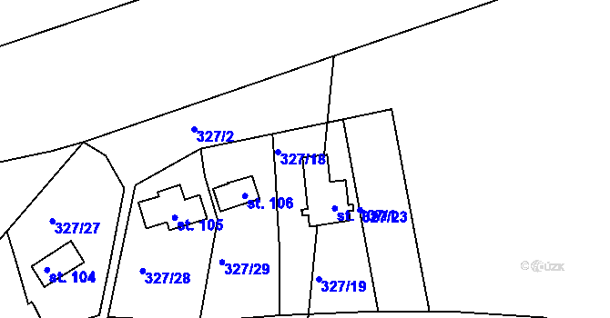 Parcela st. 107/2 v KÚ Srlín, Katastrální mapa
