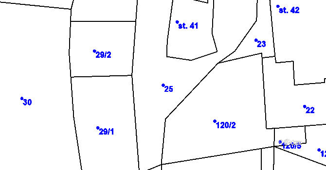 Parcela st. 25 v KÚ Srlín, Katastrální mapa