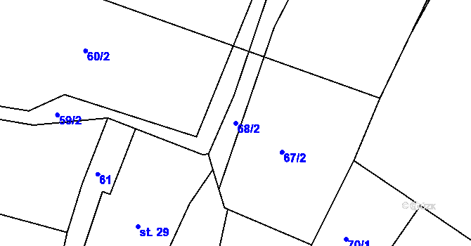 Parcela st. 68/2 v KÚ Srlín, Katastrální mapa