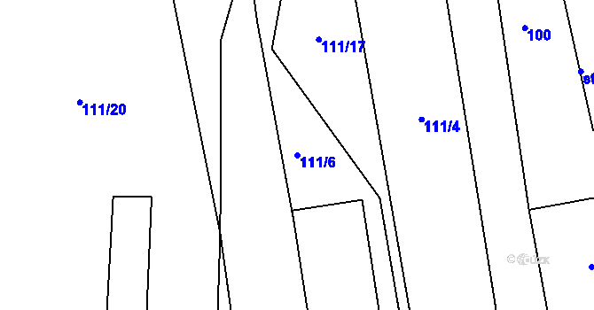 Parcela st. 111/6 v KÚ Srlín, Katastrální mapa