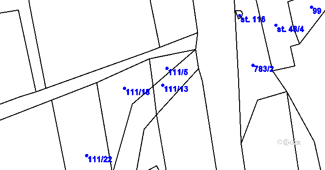 Parcela st. 111/13 v KÚ Srlín, Katastrální mapa