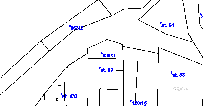 Parcela st. 136/3 v KÚ Srlín, Katastrální mapa