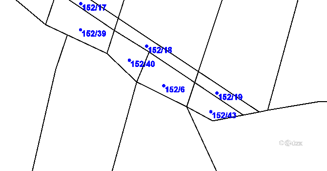 Parcela st. 152/6 v KÚ Srlín, Katastrální mapa