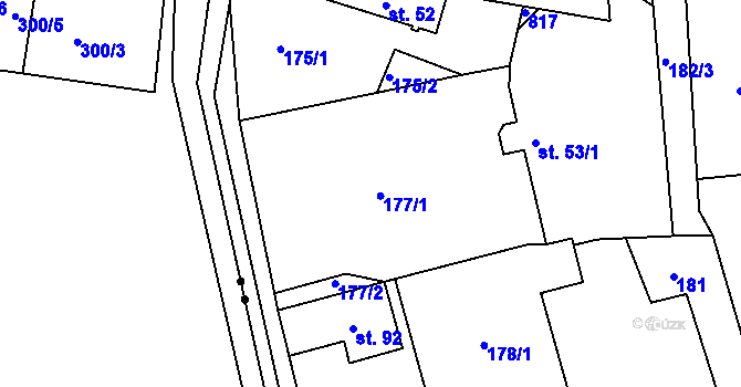 Parcela st. 177 v KÚ Srlín, Katastrální mapa