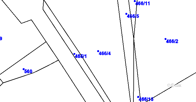 Parcela st. 466/4 v KÚ Srlín, Katastrální mapa