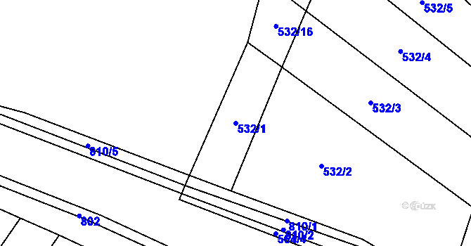 Parcela st. 532/1 v KÚ Srlín, Katastrální mapa