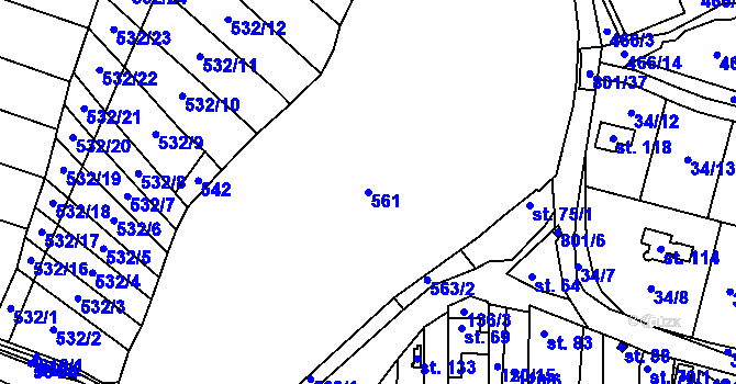 Parcela st. 561 v KÚ Srlín, Katastrální mapa