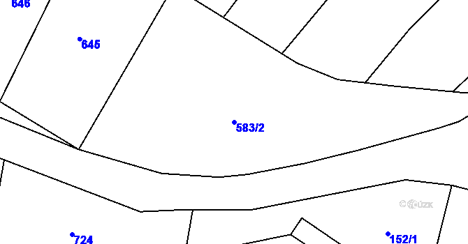 Parcela st. 583/2 v KÚ Srlín, Katastrální mapa