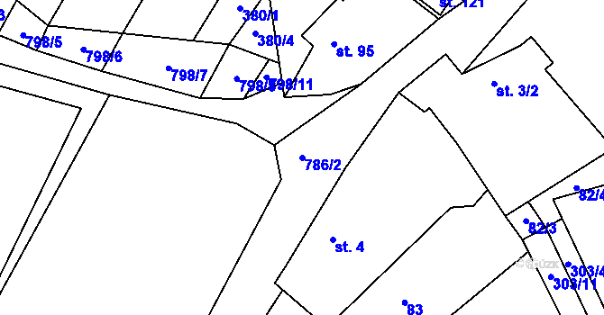 Parcela st. 786/2 v KÚ Srlín, Katastrální mapa