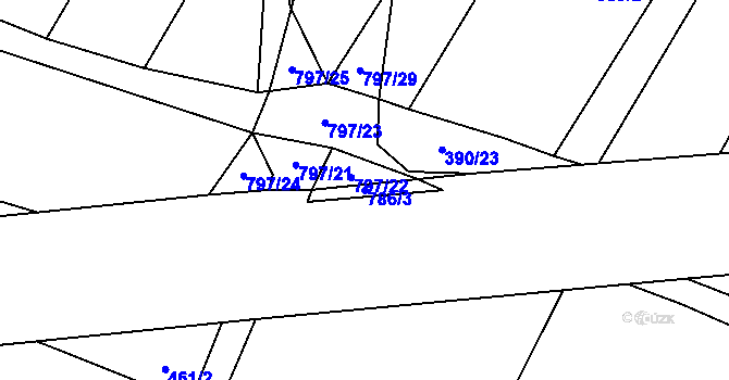 Parcela st. 786/3 v KÚ Srlín, Katastrální mapa