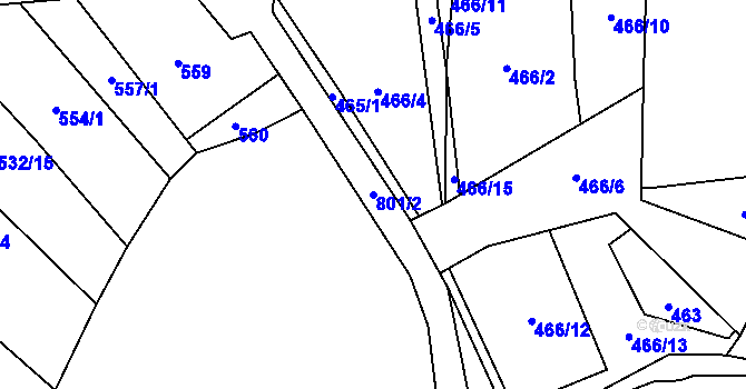 Parcela st. 801/2 v KÚ Srlín, Katastrální mapa