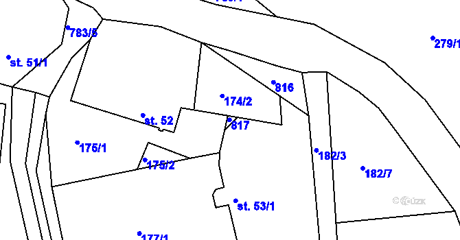 Parcela st. 53/3 v KÚ Srlín, Katastrální mapa