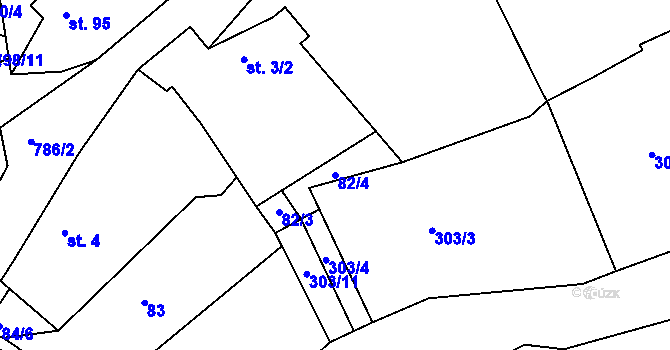 Parcela st. 82/4 v KÚ Srlín, Katastrální mapa