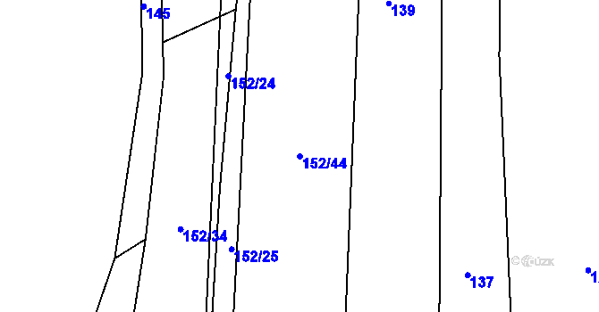 Parcela st. 152/44 v KÚ Srlín, Katastrální mapa