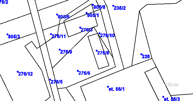 Parcela st. 276/8 v KÚ Srlín, Katastrální mapa