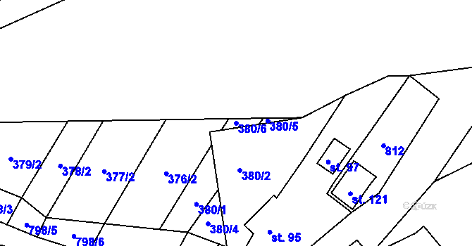 Parcela st. 380/6 v KÚ Srlín, Katastrální mapa