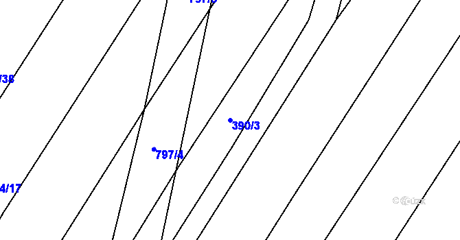 Parcela st. 390/3 v KÚ Srlín, Katastrální mapa
