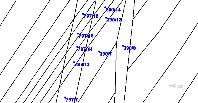 Parcela st. 390/7 v KÚ Srlín, Katastrální mapa