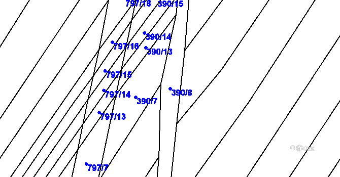 Parcela st. 390/8 v KÚ Srlín, Katastrální mapa