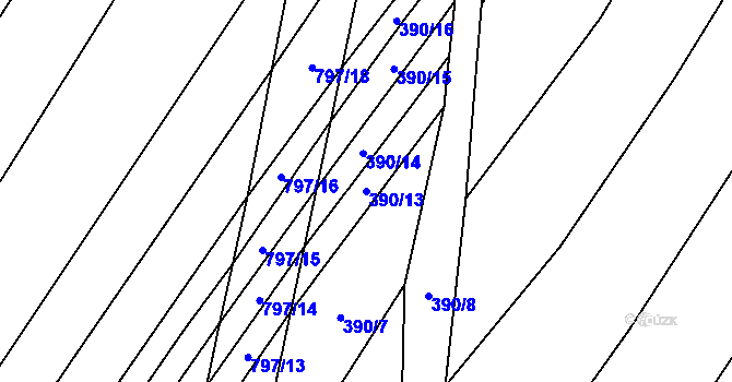 Parcela st. 390/13 v KÚ Srlín, Katastrální mapa