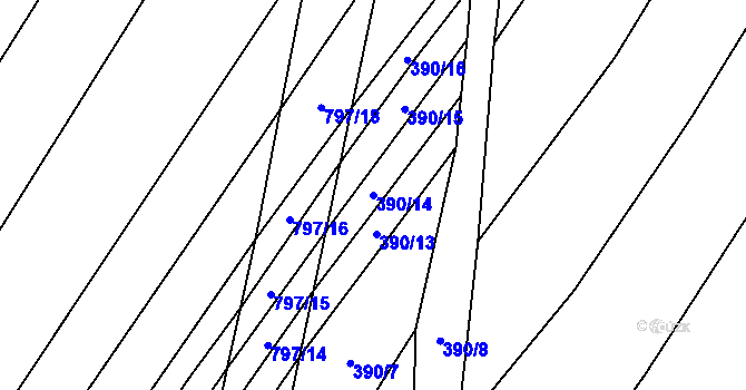 Parcela st. 390/14 v KÚ Srlín, Katastrální mapa