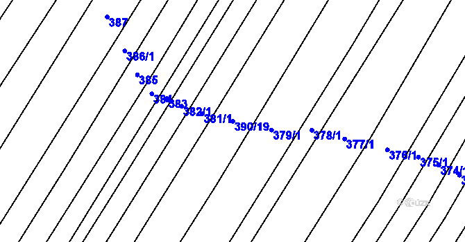 Parcela st. 390/19 v KÚ Srlín, Katastrální mapa