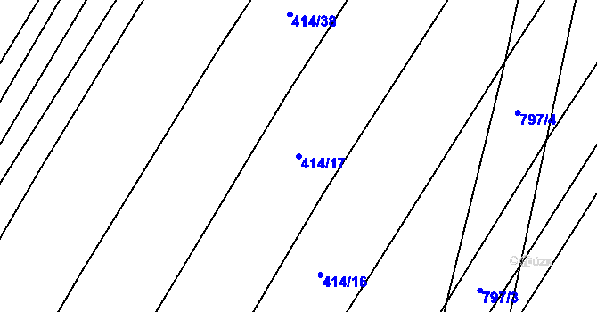 Parcela st. 414/17 v KÚ Srlín, Katastrální mapa