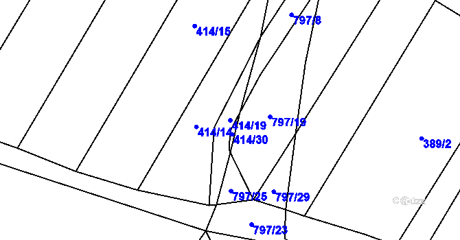 Parcela st. 414/19 v KÚ Srlín, Katastrální mapa