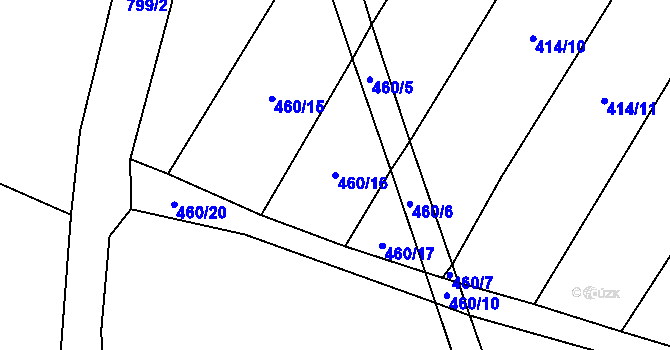 Parcela st. 460/16 v KÚ Srlín, Katastrální mapa