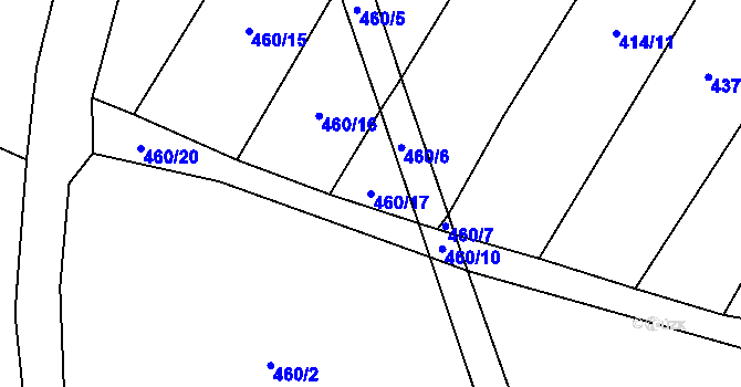 Parcela st. 460/17 v KÚ Srlín, Katastrální mapa