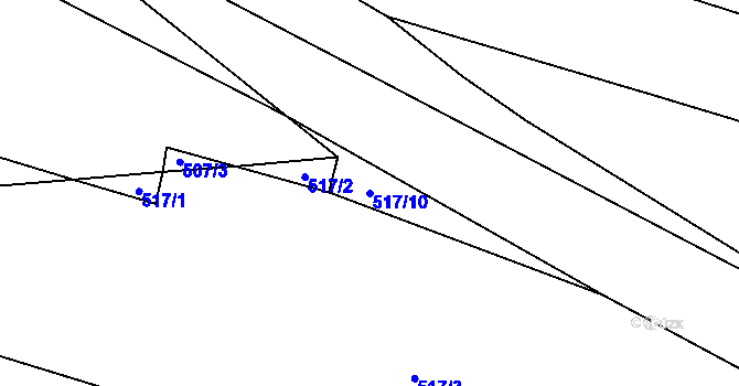 Parcela st. 517/10 v KÚ Srlín, Katastrální mapa