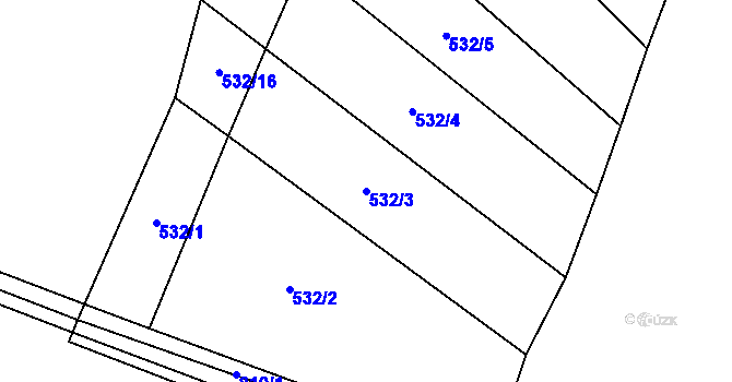 Parcela st. 532/3 v KÚ Srlín, Katastrální mapa