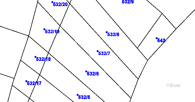Parcela st. 532/7 v KÚ Srlín, Katastrální mapa