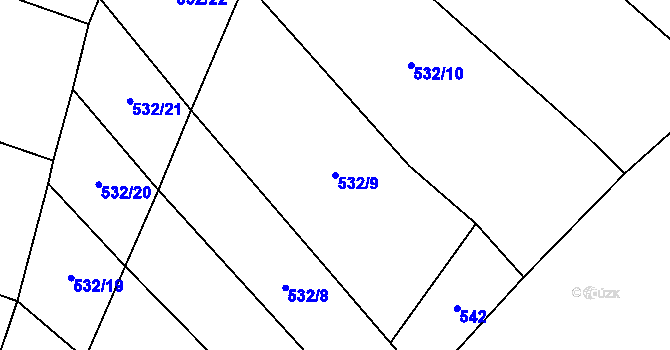 Parcela st. 532/9 v KÚ Srlín, Katastrální mapa