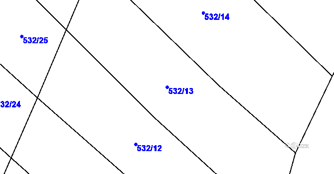Parcela st. 532/13 v KÚ Srlín, Katastrální mapa