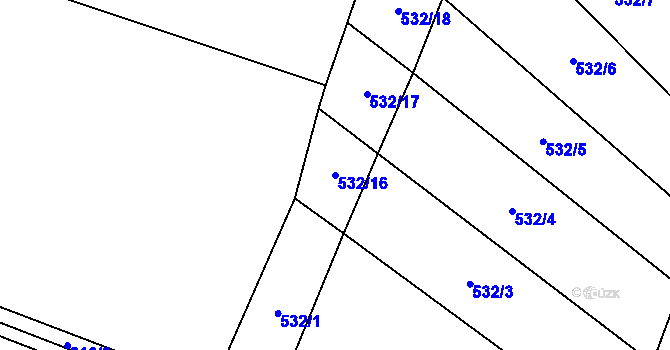 Parcela st. 532/16 v KÚ Srlín, Katastrální mapa