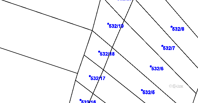 Parcela st. 532/18 v KÚ Srlín, Katastrální mapa