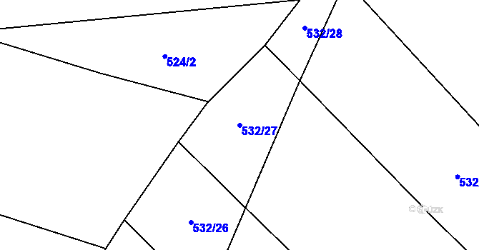 Parcela st. 532/27 v KÚ Srlín, Katastrální mapa