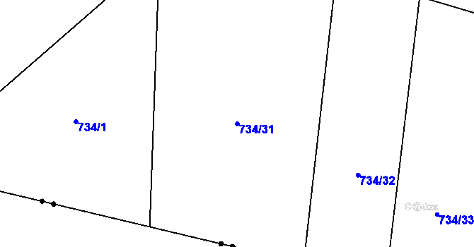 Parcela st. 734/31 v KÚ Srlín, Katastrální mapa