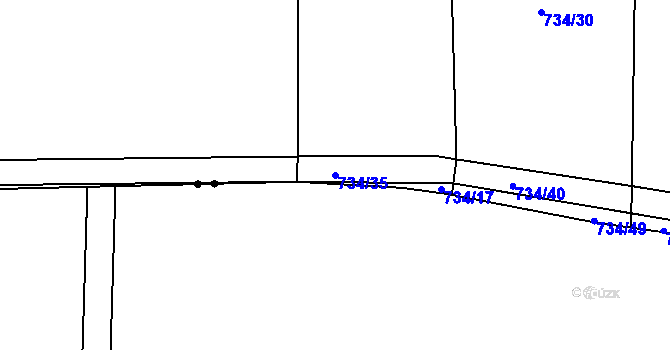 Parcela st. 734/35 v KÚ Srlín, Katastrální mapa