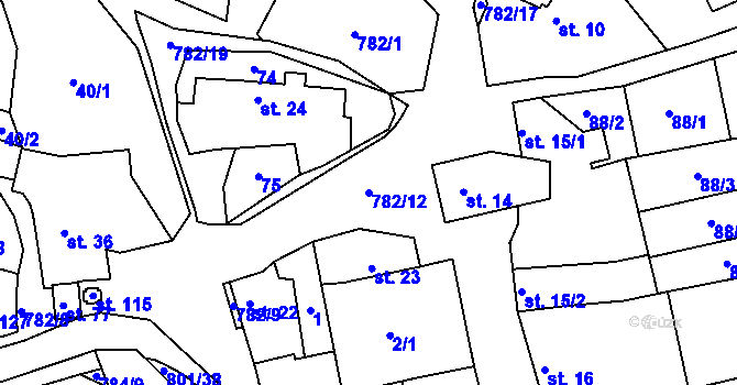 Parcela st. 782/12 v KÚ Srlín, Katastrální mapa