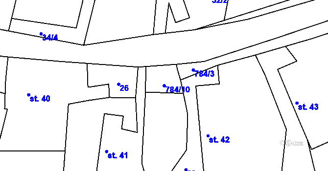 Parcela st. 784/10 v KÚ Srlín, Katastrální mapa