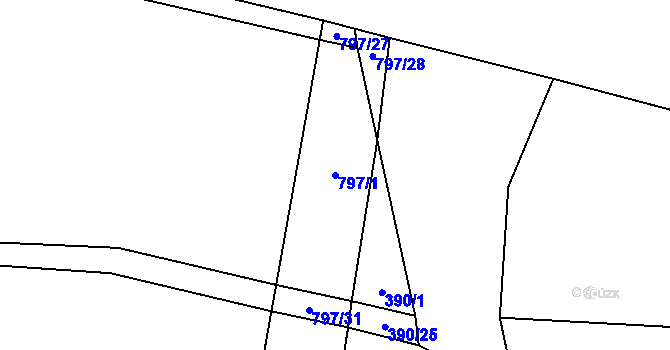 Parcela st. 797/1 v KÚ Srlín, Katastrální mapa