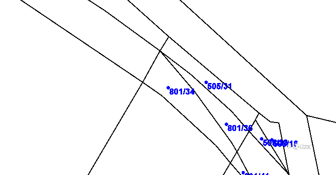 Parcela st. 801/34 v KÚ Srlín, Katastrální mapa