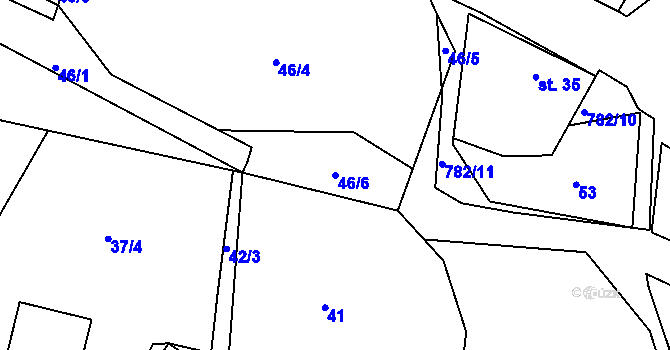 Parcela st. 46/6 v KÚ Srlín, Katastrální mapa