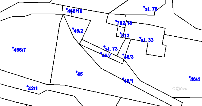 Parcela st. 46/7 v KÚ Srlín, Katastrální mapa