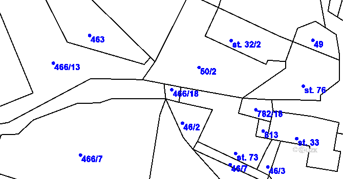 Parcela st. 466/18 v KÚ Srlín, Katastrální mapa